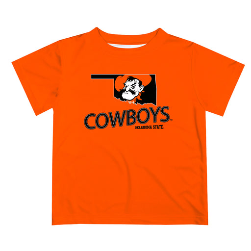 OSU Cowboys Vive La Fete State Map Orange Short Sleeve Tee Shirt