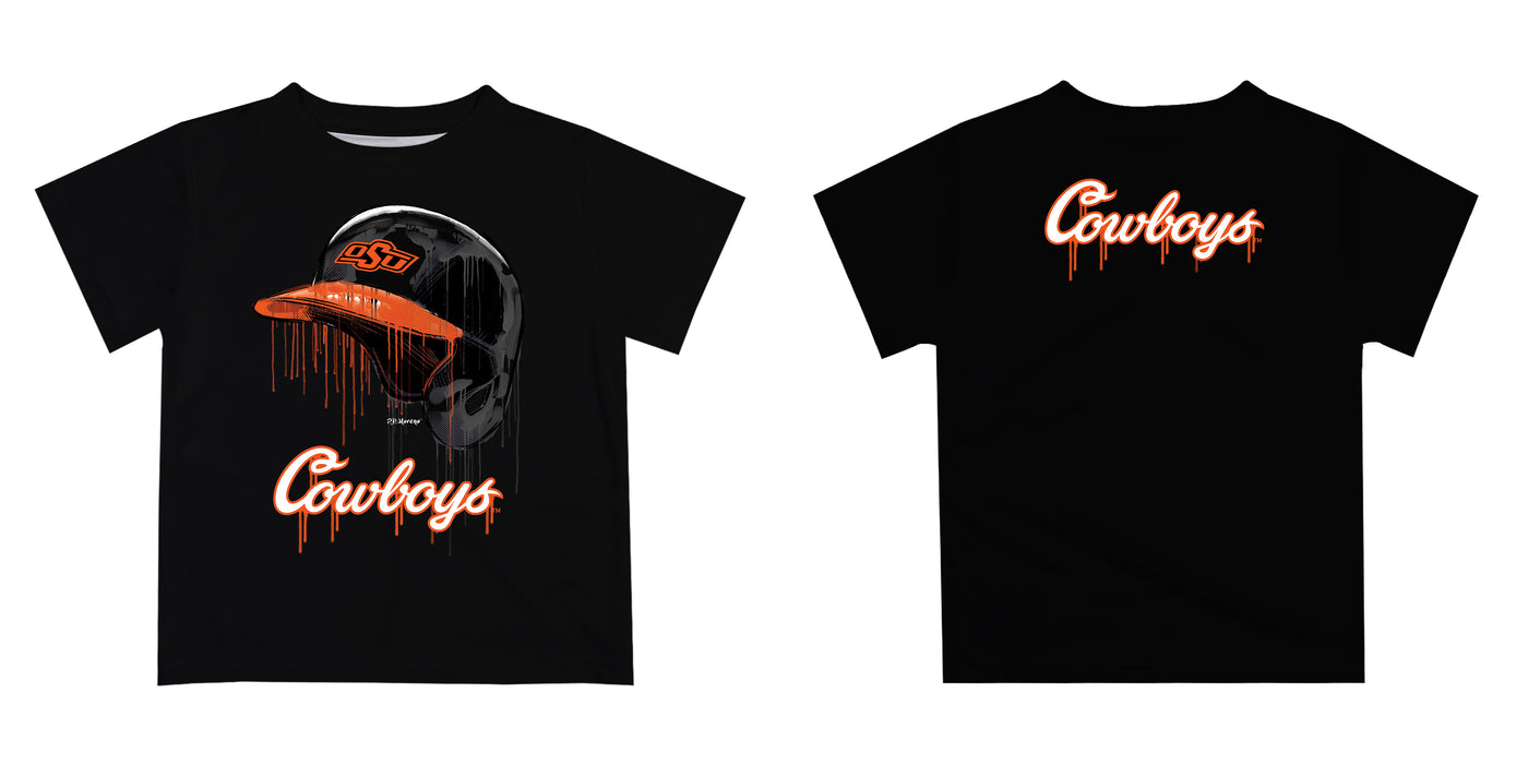 OSU Cowboys Original Dripping Baseball Helmet Orange T-Shirt by Vive La Fete - Vive La Fête - Online Apparel Store