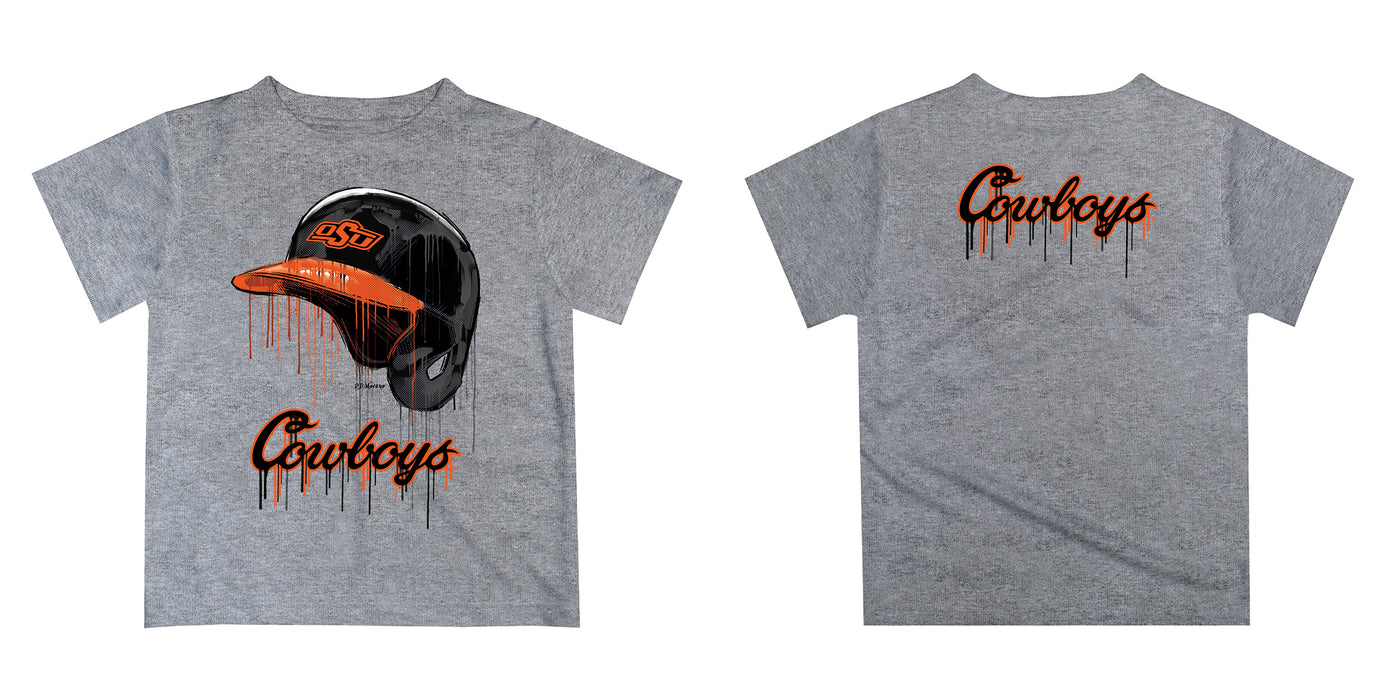 OSU Cowboys Original Dripping Baseball Helmet Orange T-Shirt by Vive La Fete - Vive La Fête - Online Apparel Store