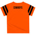 Oklahoma State Cowboys Vive La Fete Boys Game Day Orange Short Sleeve Tee with Stripes on Sleeves - Vive La Fête - Online Apparel Store