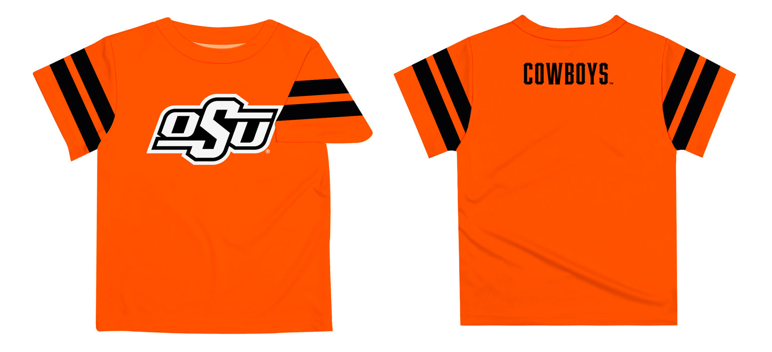 Oklahoma State Cowboys Vive La Fete Boys Game Day Orange Short Sleeve Tee with Stripes on Sleeves - Vive La Fête - Online Apparel Store