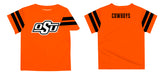 Oklahoma State Cowboys Vive La Fete Boys Game Day Orange Short Sleeve Tee with Stripes on Sleeves - Vive La Fête - Online Apparel Store