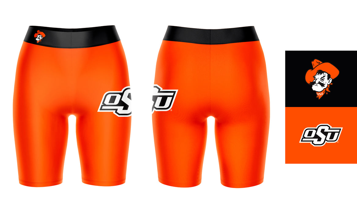 OSU Cowboys Vive La Fete Game Day Logo on Thigh and Waistband Orange and Black Women Bike Short 9 Inseam - Vive La Fête - Online Apparel Store