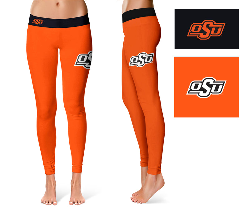 Oklahoma State Cowboys Vive La Fete Game Day Collegiate Logo on Thigh Orange Women Yoga Leggings 2.5 Waist Tights - Vive La Fête - Online Apparel Store