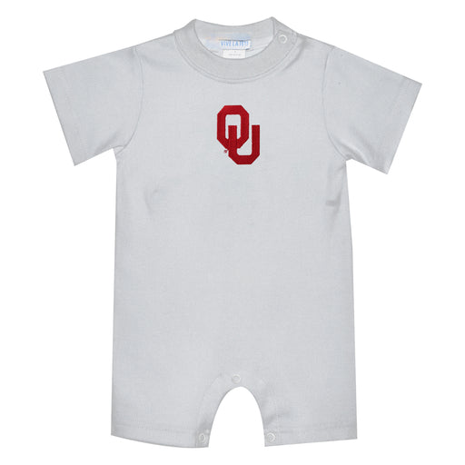 Oklahoma Sooners Embroidered White Knit Short Sleeve Boys Romper