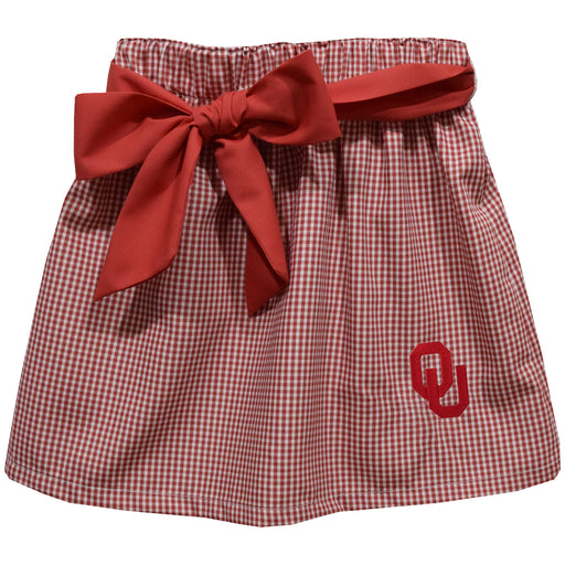 Oklahoma Sooners Embroidered Red Gingham Skirt With Sash