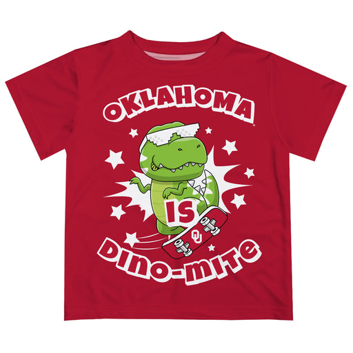Oklahoma Sooners Vive La Fete Dino-Mite Boys Game Day Red Short Sleeve Tee