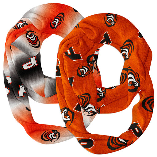 Pacific Tigers Vive La Fete All Over Logo Game Day Collegiate Women Set of 2 Light Weight Ultra Soft Infinity Scarfs