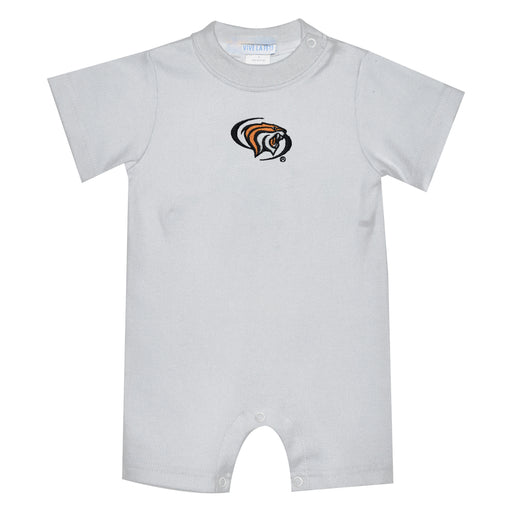 University of the Pacific Tigers Embroidered White Knit Short Sleeve Boys Romper