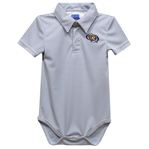 University of the Pacific Tigers Embroidered Gray Stripe Knit Polo Onesie