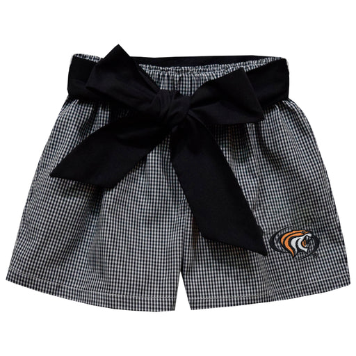 University of the Pacific Tigers Embroidered Black Gingham Girls Short with Sash