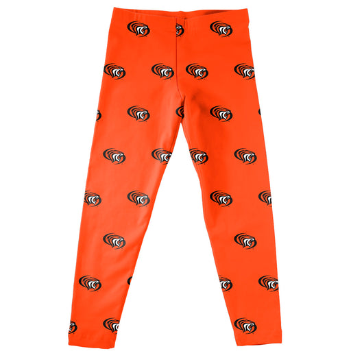 Pacific Tigers Vive La Fete Girls Game Day All Over Logo Elastic Waist Classic Play Orange Leggings Tights