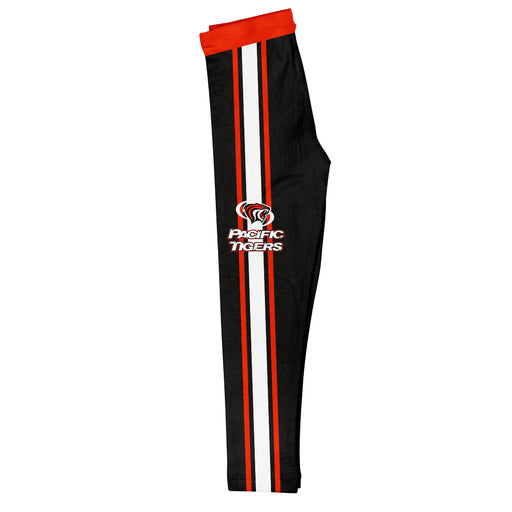 University of the Pacific Tigers Vive La Fete Girls Game Day Black with Orange Stripes Leggings Tights