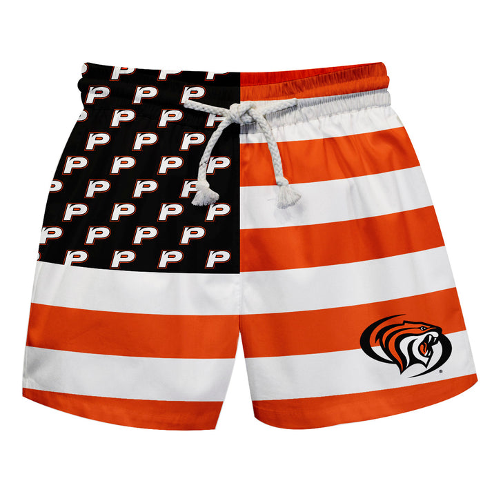 Pacific Tigers Vive La Fete Game Day Orange White Black Flag Swimtrunks V1