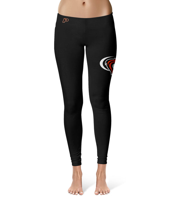 Pacific Tigers Vive La Fete Collegiate Large Logo on Thigh Women Black Yoga Leggings 2.5 Waist Tights
