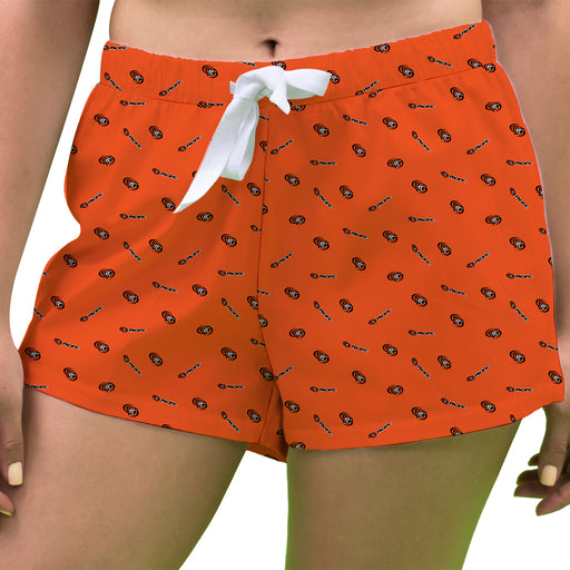 Pacific Tigers Vive La Fete Game Day All Over Logo Women Orange Lounge Shorts