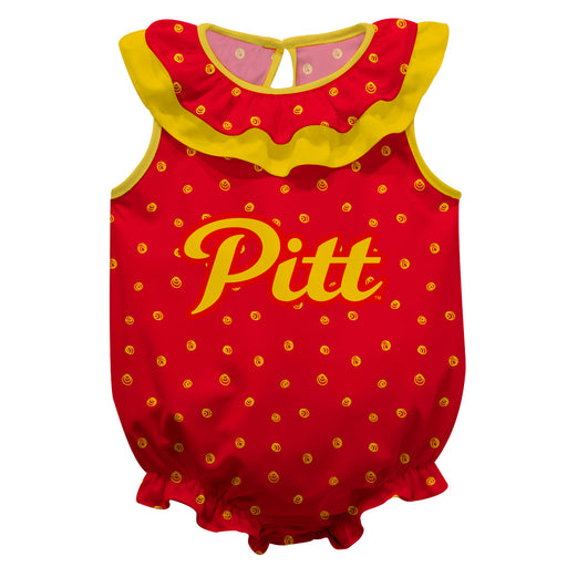 Pittsburgh State University Gorillas Swirls Crimson Sleeveless Ruffle Onesie Logo Bodysuit