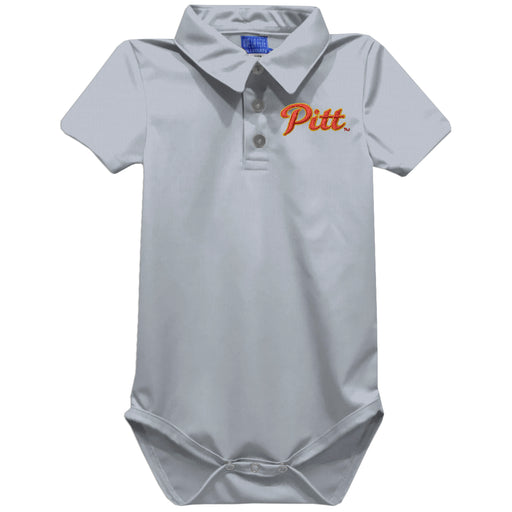 Pittsburgh State University Gorillas Embroidered Gray Solid Knit Boys Polo Bodysuit