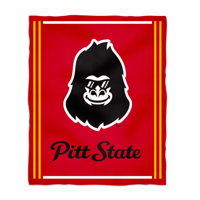 Pittsburgh State University Gorillas Vive La Fete Kids Game Day Yellow Plush Soft Minky Blanket 36 x 48 Mascot
