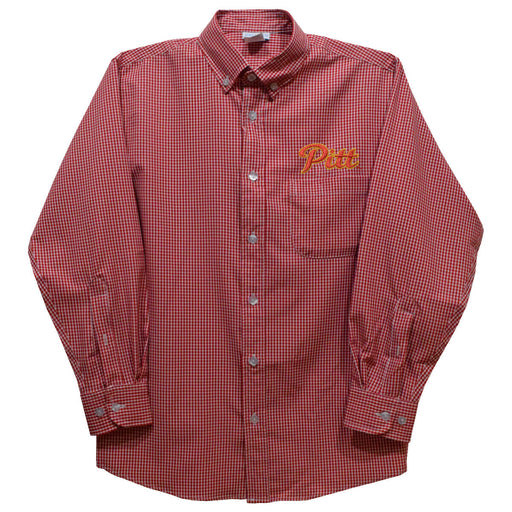 Pittsburgh State University Gorillas Embroidered Red Gingham Long Sleeve Button Down