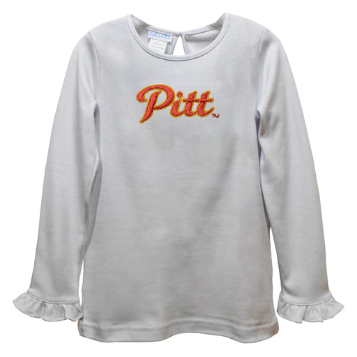 Pittsburgh State University Gorillas Embroidered White Knit Long Sleeve Girls Blouse
