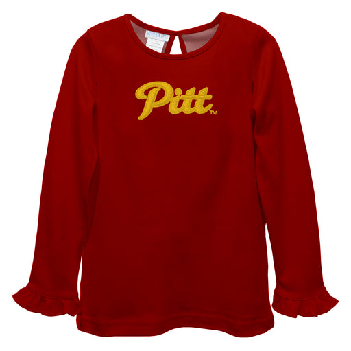 Pittsburgh State University Gorillas Embroidered Red Knit Long Sleeve Girls Blouse