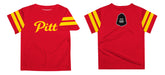 Pittsburgh State University Gorillas Vive La Fete Boys Game Day Crimson Short Sleeve Tee with Stripes on Sleeves - Vive La Fête - Online Apparel Store