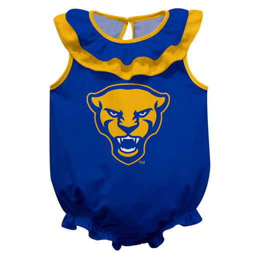 Pitt Panthers UP Blue Sleeveless Ruffle Onesie Logo Bodysuit by Vive La Fete
