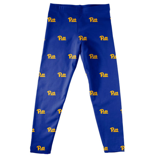 Pitt Panthers UP Vive La Fete Girls Game Day All Over Logo Elastic Waist Classic Play Blue Leggings Tights