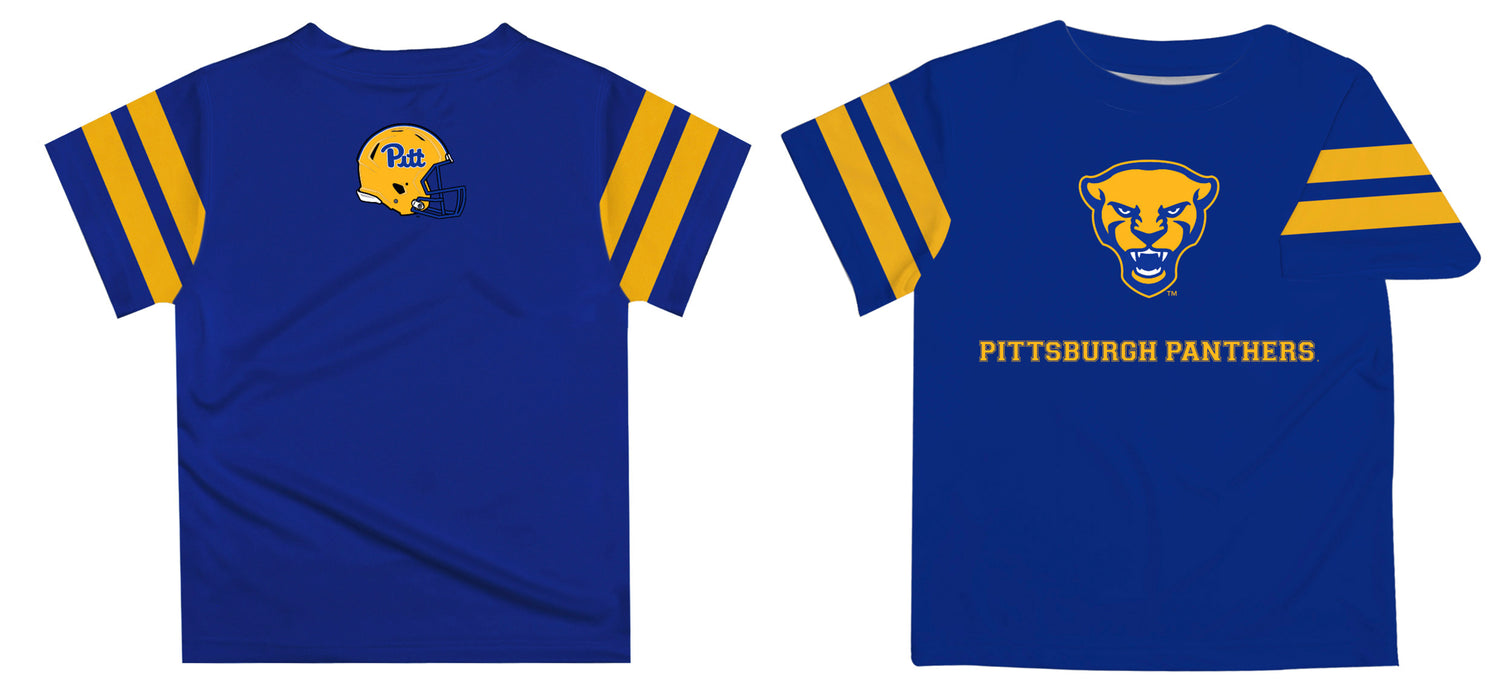 Pittsburgh Panters UP Vive La Fete Boys Game Day Blue Short Sleeve Tee with Stripes on Sleeves - Vive La Fête - Online Apparel Store