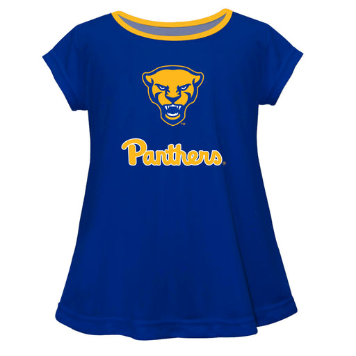 Pittsburgh Panters UP Vive La Fete Girls Game Day Short Sleeve Blue Top with School Logo and Name