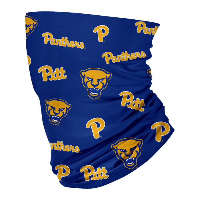 Pitt Panthers UP Vive La Fete All Over Logo Game Day  Collegiate Face Cover Soft 4-Way Stretch Neck Gaiter