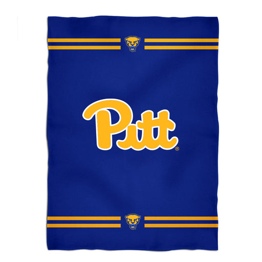 Pittsburgh Panters UP Vive La Fete Game Day Soft Premium Fleece Blue Throw Blanket 40 x 58" Logo and Stripes"