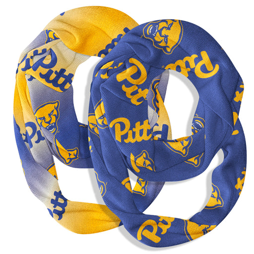 Pittsburgh Panthers Vive La Fete All Over Logo Collegiate Women Set of 2 Light Weight Ultra Soft Infinity Scarfs