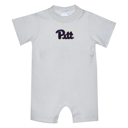 Pittsburgh Panthers UP Embroidered White Knit Short Sleeve Boys Romper