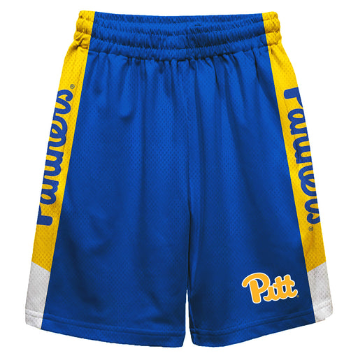 Pittsburgh Panthers UP Vive La Fete Game Day Blue Stripes Boys Solid Gold Athletic Mesh Short