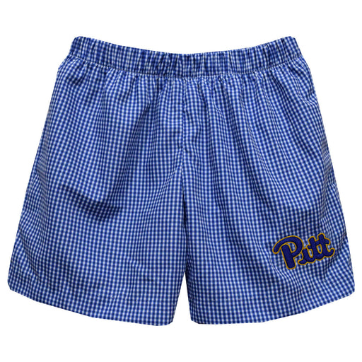 Pittsburgh Panthers UP Embroidered Royal Gingham Pull On Short