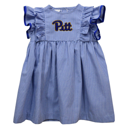 Pittsburgh Panthers UP Embroidered Royal Gingham Ruffle Dress