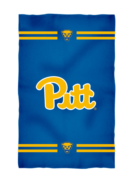 Pitt Panthers UP Vive La Fete Game Day Absorbent Premium Blue Beach Bath Towel 31 x 51 Logo and Stripes