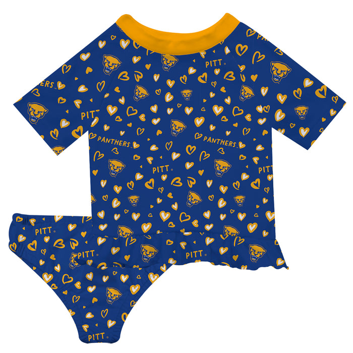 Pittsburgh Panthers UP Vive La Fete All Over Logo Blue Long Sleeve Bikini Set