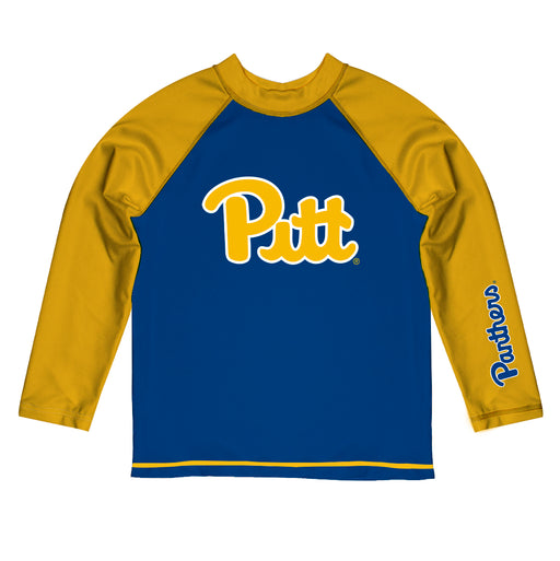 Pitt Panthers UP Vive La Fete Blue and Gold Long Sleeve Raglan Rashguard
