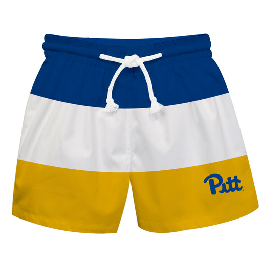Pitt Panthers UP Vive La Fete Blue White Gold Stripes Swimtrunks V1