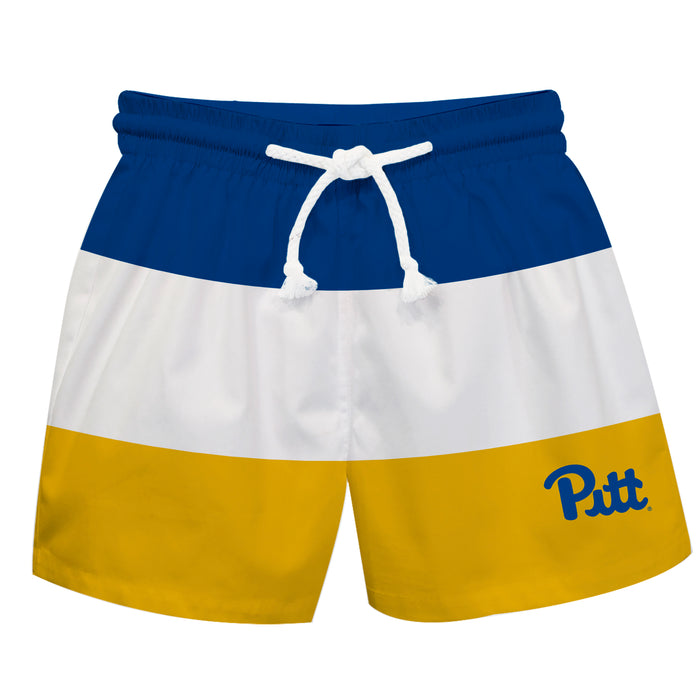 Pitt Panthers UP Vive La Fete Blue White Gold Stripes Swimtrunks V1