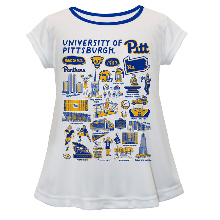 Pittsburgh Panthers UP Hand Sketched Vive La Fete Impressions Artwork White Short Sleeve Top