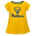 Pitt Panthers UP Vive La Fete Girls Game Day Short Sleeve Gold Top with School Logo and Name