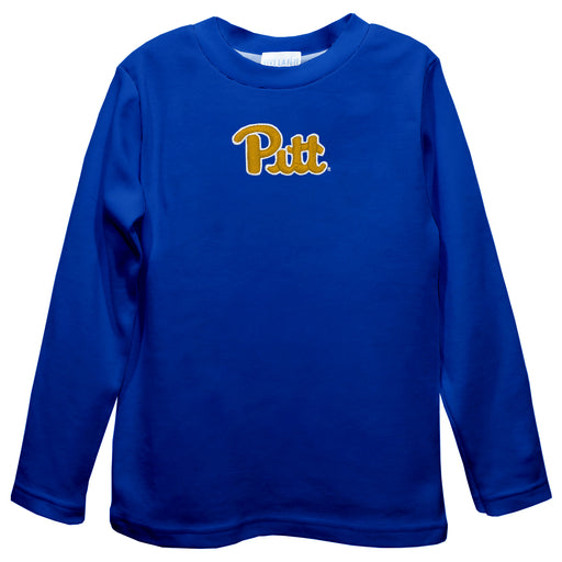 Pittsburgh Panthers UP Embroidered Royal knit Long Sleeve Boys Tee Shirt
