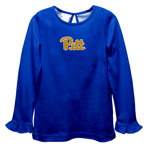 Pittsburgh Panthers UP Embroidered Royal Knit Long Sleeve Girls Blouse