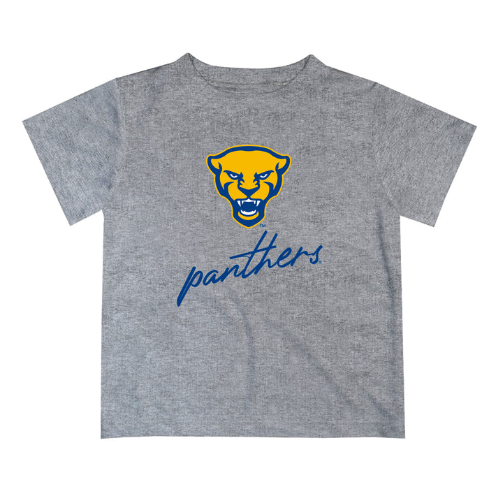 Pittsburgh Panthers UP Vive La Fete Script V1 Heather Gray Short Sleeve Tee Shirt