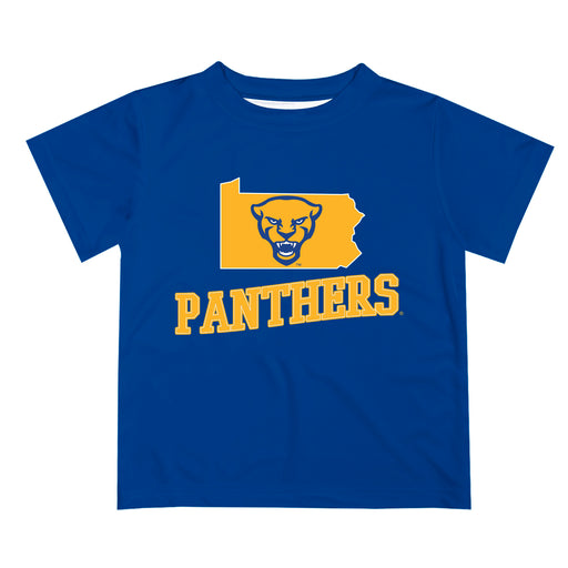 Pittsburgh Panthers UP Vive La Fete State Map Blue Short Sleeve Tee Shirt