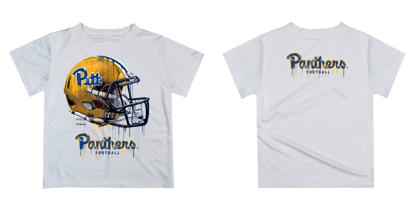 Pittsburgh Panthers UP Original Dripping Football Helmet Gold T-Shirt by Vive La Fete - Vive La Fête - Online Apparel Store